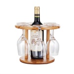 bamboo wine bottle & cups holder