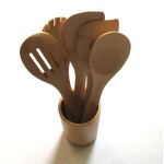 5pcs bamboo utensils with holder