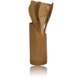 6pcs bamboo utensils set with holder