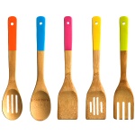 bamboo utensils set with color handle